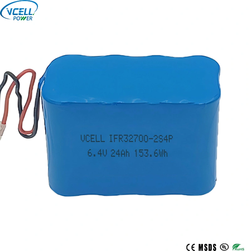 6.4V 24Ah LiFePO4 Rechargeable Battery Pack
